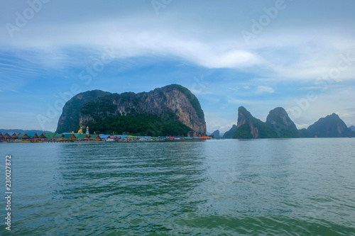 Amazing scenery natural landscape of James Bond island Phang-Nga bay, Koh Panyee, Water tours travel nature Phuket Thailand, Tourism beautiful destination famous place Asia, Summer holiday vacation