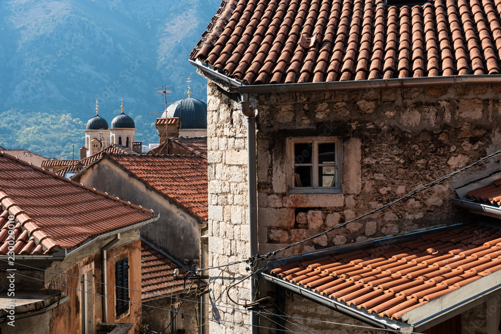 The old town-citadel of Kotor. Mediterranean style medieval architecture and landmarks, Montenegro.