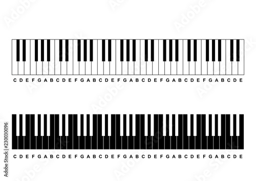 Piano Chords or piano key notes chart on white background vector illustration