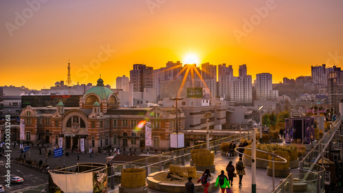 Sunset at Seoul Station in beautiful light