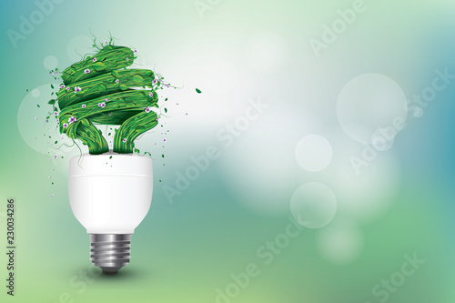 Ecological and Environmental Concept Artwork Illustration Background with Bulb