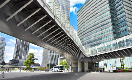 Scene of the city of the day of the blue sky which it was fine of Japan