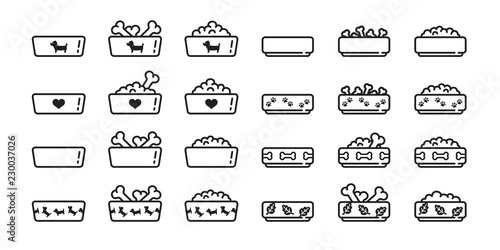 Dog bowl vector icon logo symbol french bulldog dog food bone paw heart leaf cartoon illustration clip art graphic simple