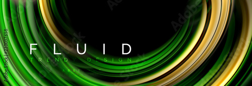 Mixing color waves on black, liquid flowing shapes