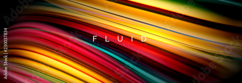 Mixing color waves on black, liquid flowing shapes