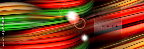 Mixing color waves on black, liquid flowing shapes