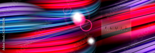 Mixing color waves on black, liquid flowing shapes