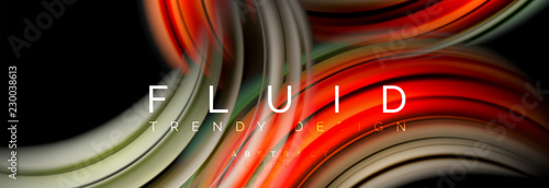 Mixing color waves on black, liquid flowing shapes