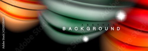 Mixing color waves on black, liquid flowing shapes