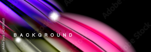 Mixing color waves on black, liquid flowing shapes