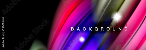 Mixing color waves on black, liquid flowing shapes