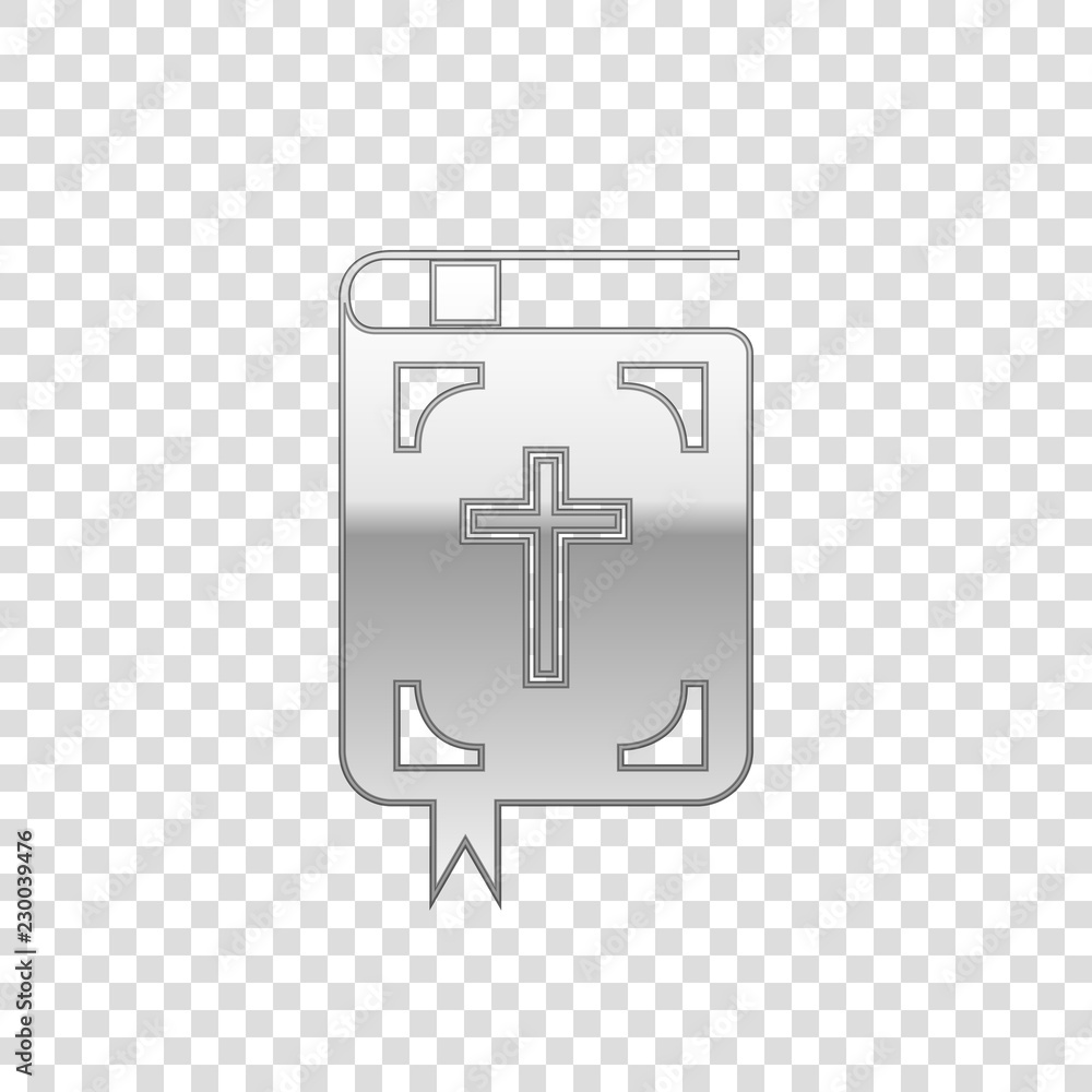 Silver Bible book isolated object on transparent background. Holy Bible book sign. Flat design. Vector Illustration Silver Bible book isolated object on transparent background. Holy Bible book sign. Flat design. Vector Illustration