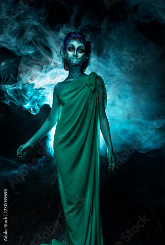 Fotografie Young siren standing in the twilight fog