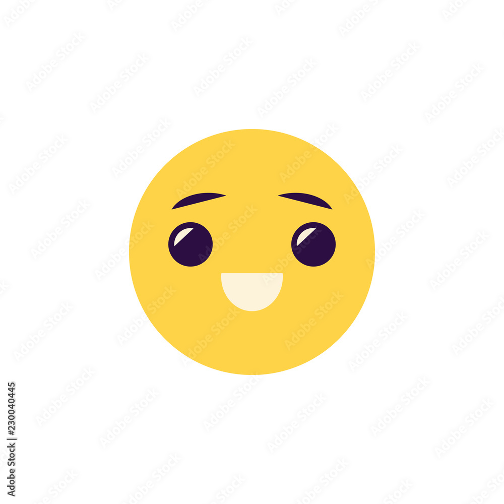Laughing emoticon vector illustration - comic face smiley ball with positive emotion isolated on white background. Flat happy yellow emoji with cheerful expression. Laughing emoticon vector illustration - comic face smiley ball with positive emotion isolated on white background. Flat happy yellow emoji with cheerful expression.
