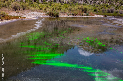 sodium fluorescein showing water movement in stagnant water