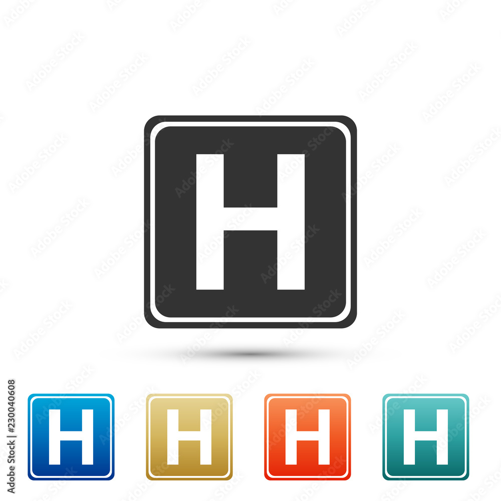 Hospital sign icon isolated on white background. Set elements in colored icons. Flat design. Vector Illustration Hospital sign icon isolated on white background. Set elements in colored icons. Flat design. Vector Illustration