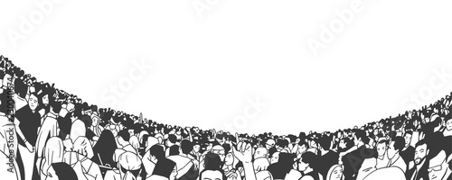 Illustration of large crowd of people fans in stadium arena