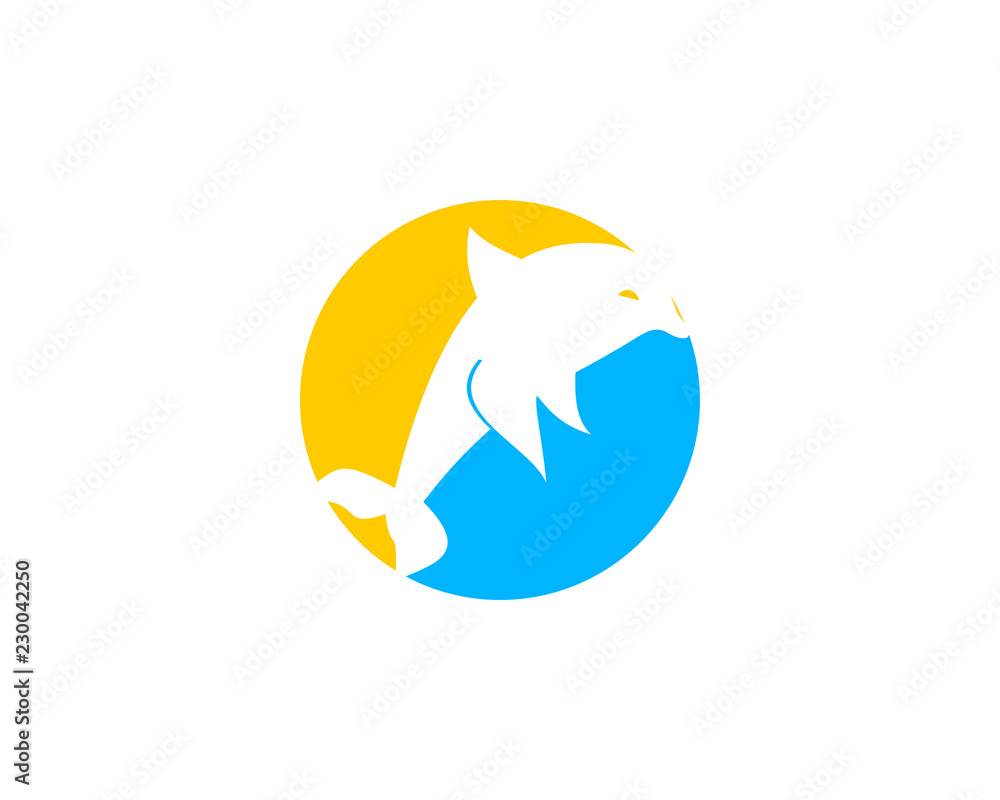 Fototapeta premium dolphin smart animal vector logo design inspiration for sanctuary, zoo, park, and other business related
