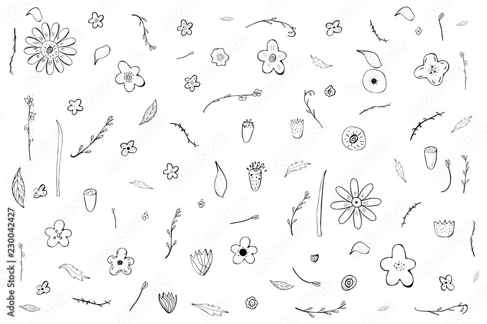 Flowers composition in doodle style. Vector ilustration. Flowers composition in doodle style. Vector ilustration.
