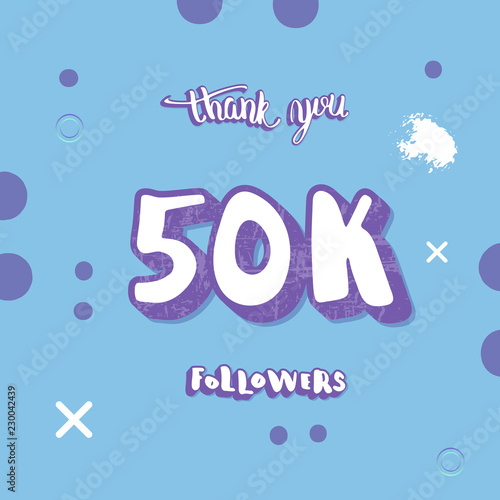 50k followers thank you. Vector social media template.