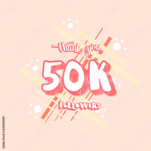 50k followers thank you. Vector social media template.