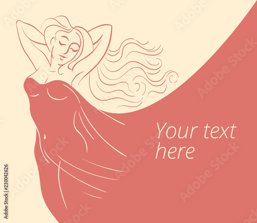 Happy glamorous woman posing in a flowing red dress