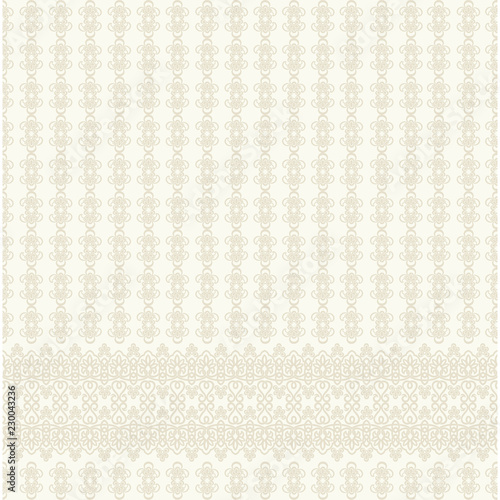Seamless light background with beige pattern in baroque style. Vector retro illustration. Ideal for printing on fabric or paper for wallpapers, textile, wrapping.