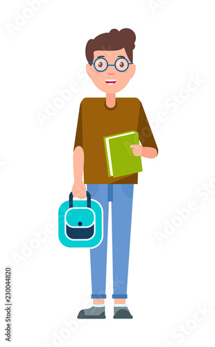 Male Student Teenage Schoolboy Freshman in Glasses