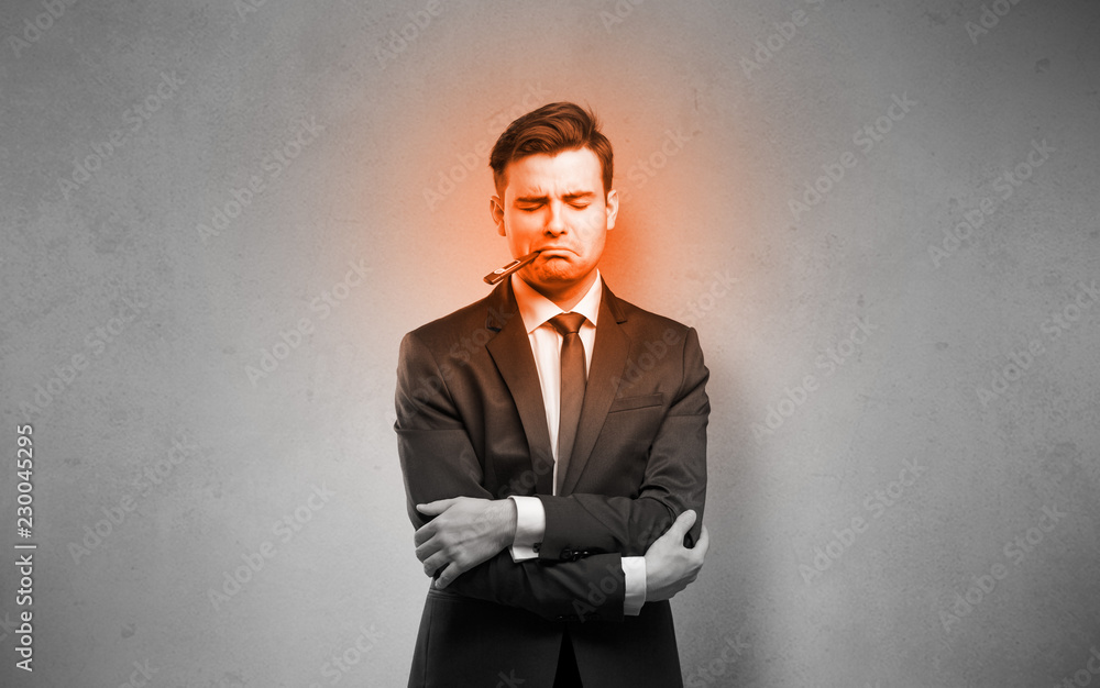 Fever businessman with burning red head concept
Fever businessman with burning red head concept