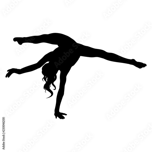 girl gymnast silhouette on white background vector