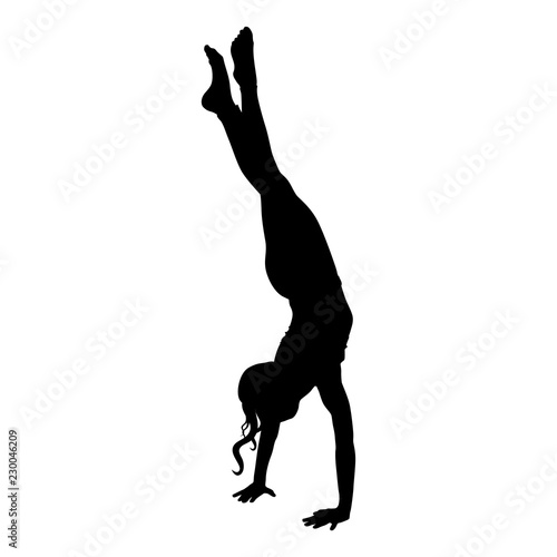 girl gymnast silhouette on white background vector