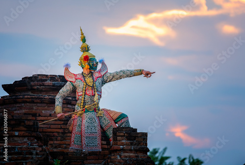 Art culture Thailand Dancing in masked khon in literature ramayana,Thai classical monkey masked, Khon,Thailand