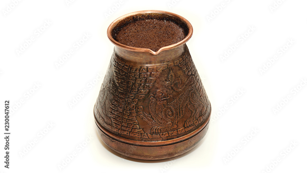 turk of black coffee isolated on white background turk of black coffee isolated on white background