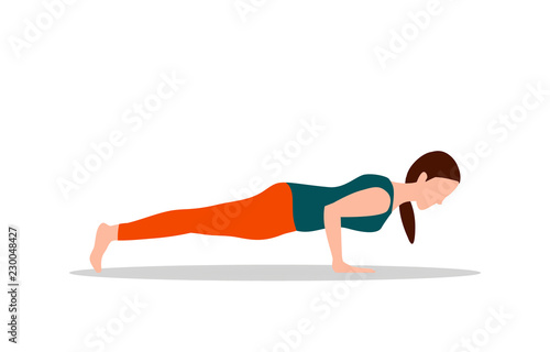 Push Ups Exercises and Yoga Vector Illustration
