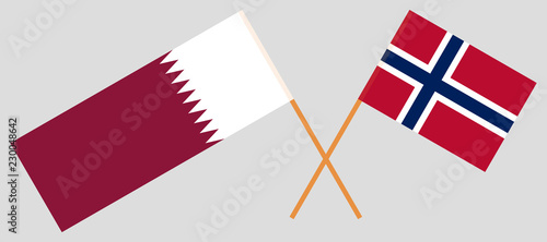 Qatar and China. The Norwegian and Qatari flags. Official proportion. Correct colors. Vector