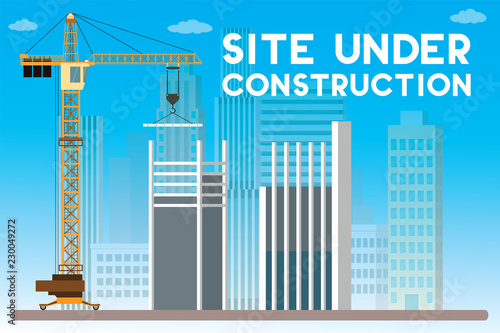 under construction site with building and crane