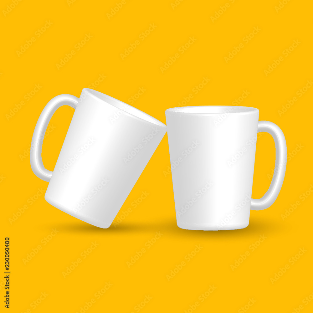 White ceramic glass on yellow background vector 3D White ceramic glass on yellow background vector 3D