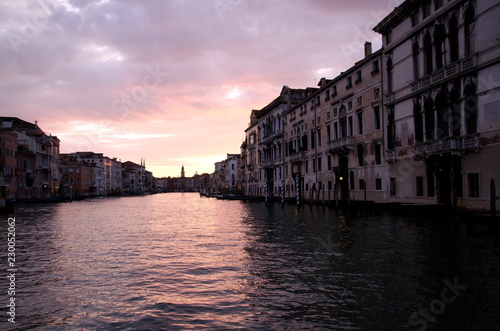 Watching sunrise over Grand Canal from vaporetto