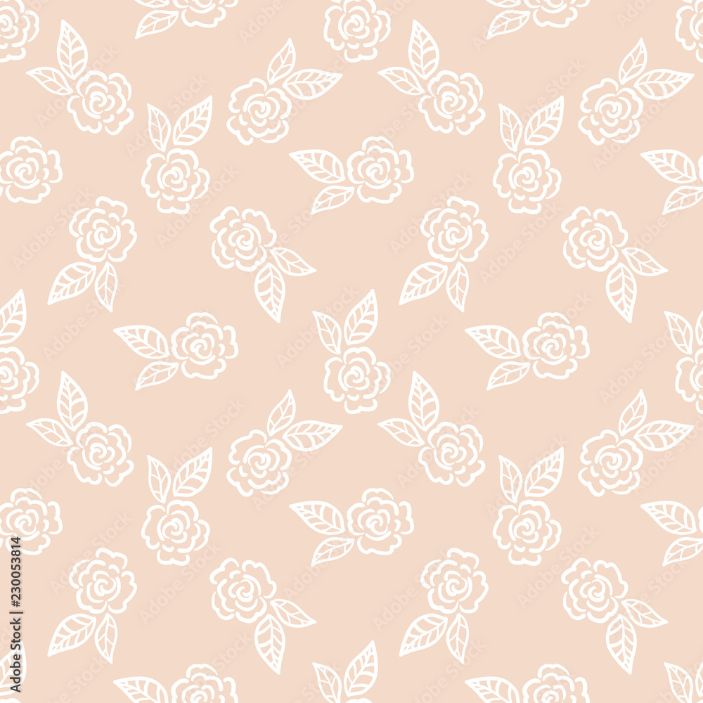 Abstract seamless pattern with roses and leaves. Flower background. Floral ornament. Vector illustration. Abstract seamless pattern with roses and leaves. Flower background. Floral ornament. Vector illustration.