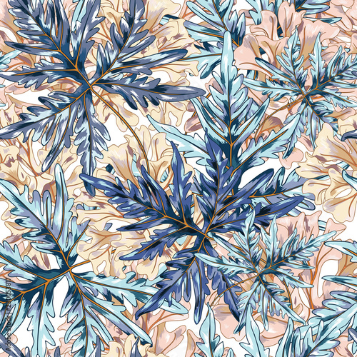 Seamless Vector Forest Illustration Botanical Pattern