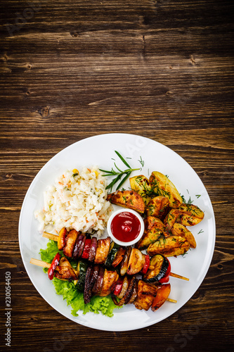 Kebab - grilled meat and vegetables