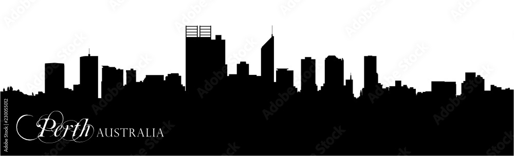 vector skyline silhouette of australian city Perth