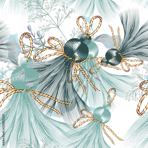 Fashion vector pattern with blue tussles