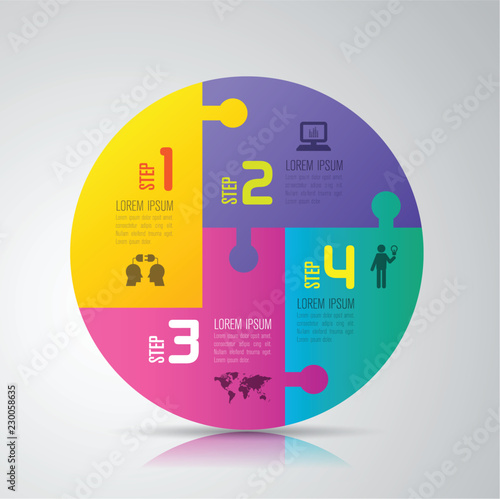 Infographics design vector and business icons with 4 options.