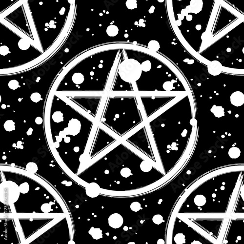 Pentagram occult symbol seamless pattern