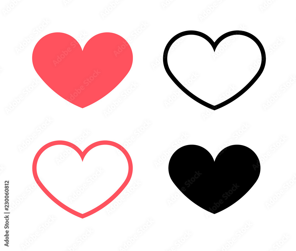 Red hearts and black hearts flat icons