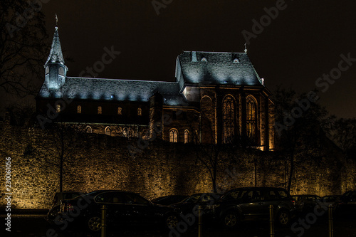 Night view of Justinus church in Frankfurt photo