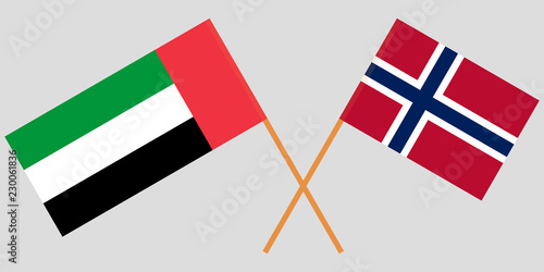 Norway and United Arab Emirates. The Norwegian and UAE flags. Official proportion. Correct colors. Vector