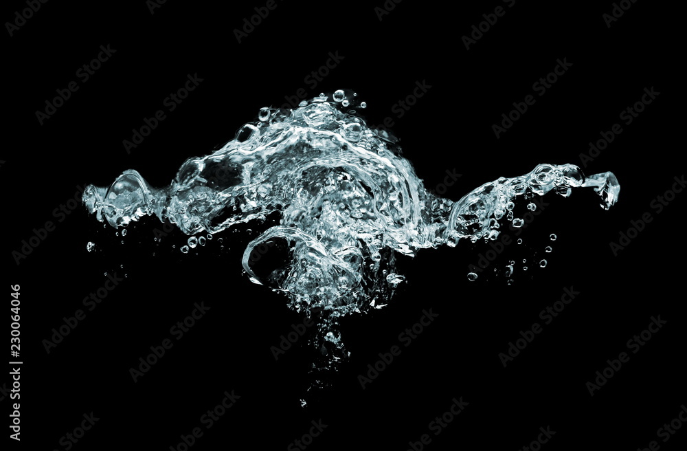 Fototapeta premium water splash with drops isolated on black background