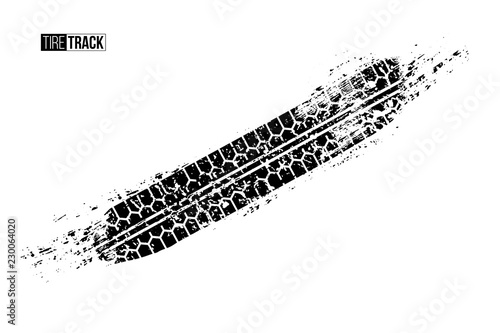 Tire track texture isolated on white background. Vector design element.